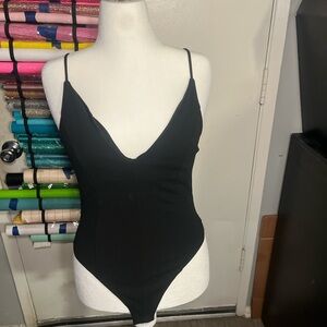 Black Spaghetti Strap Bodysuit
